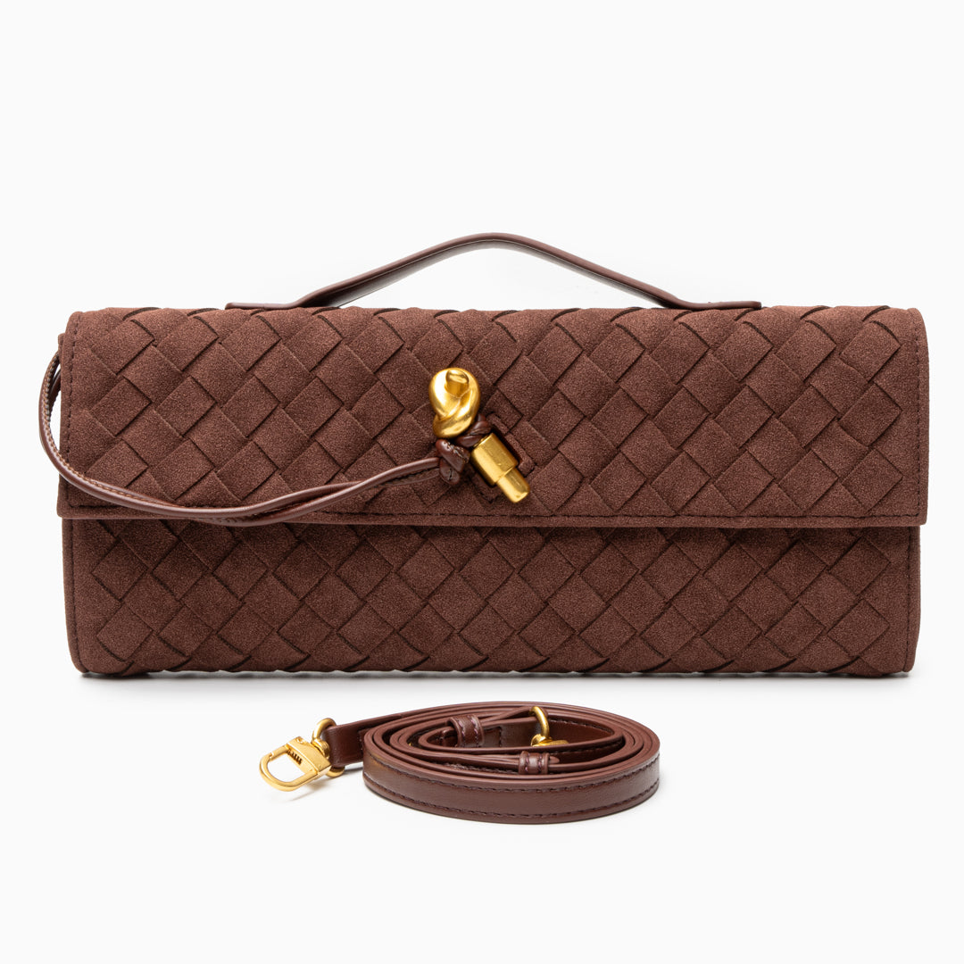 Noir Knot Woven Clutch – FIORENE