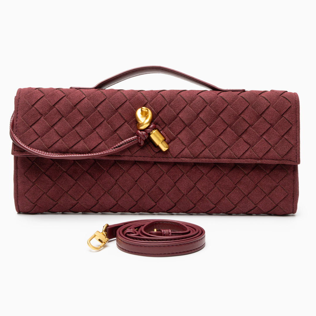 Noir Knot Woven Clutch – FIORENE