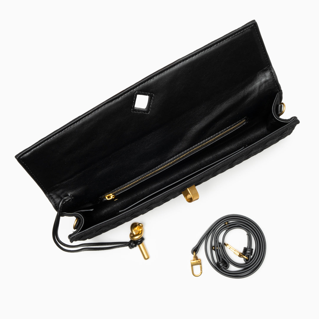 Noir Knot Woven Clutch – FIORENE