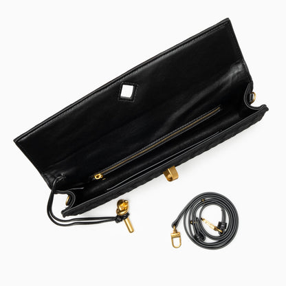 Noir Knot Woven Clutch – FIORENE