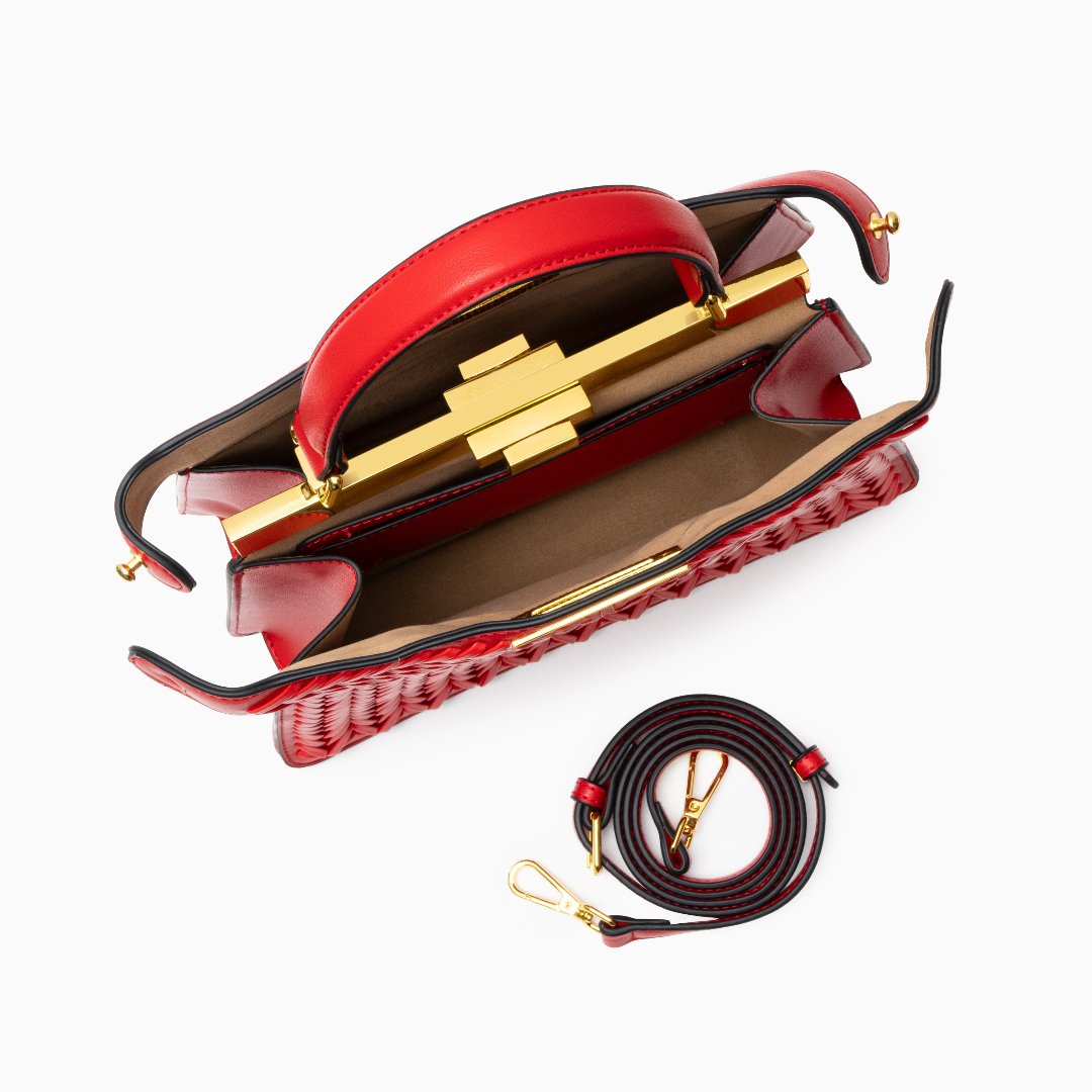Crimson Chevron Handbag – FIORENE