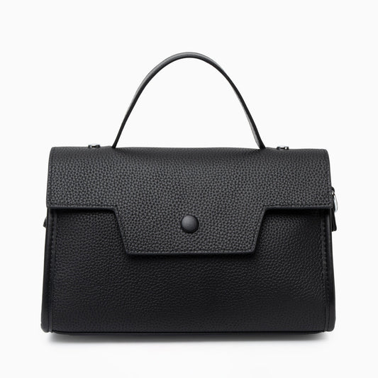 Ebony Crest Flap Shoulder Bag – FIORENE