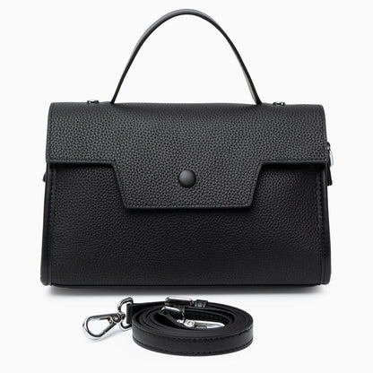 Ebony Crest Flap Shoulder Bag – FIORENE