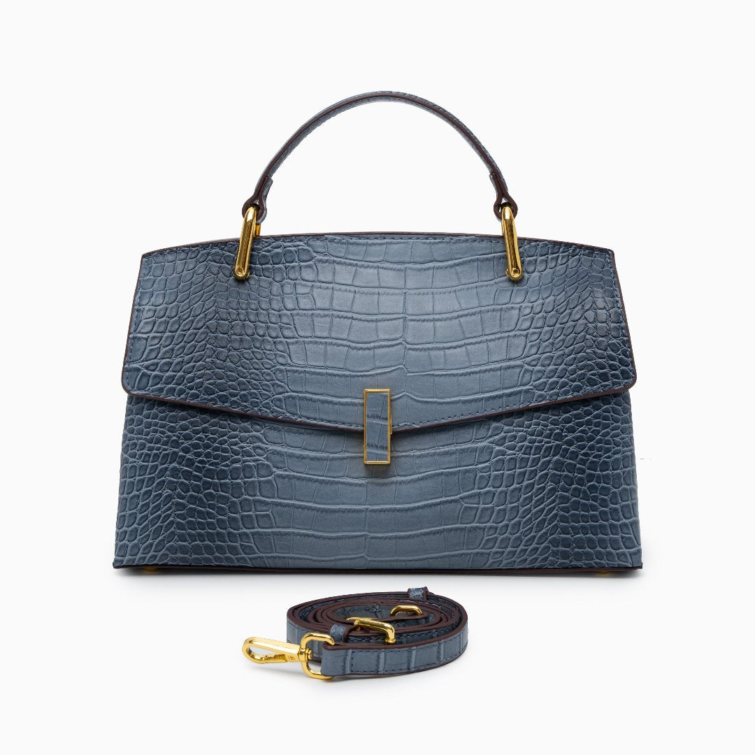 Azure Croco Handbag – FIORENE