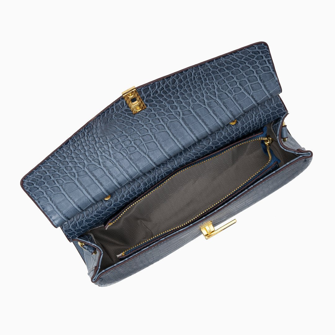 Azure Croco Handbag – FIORENE