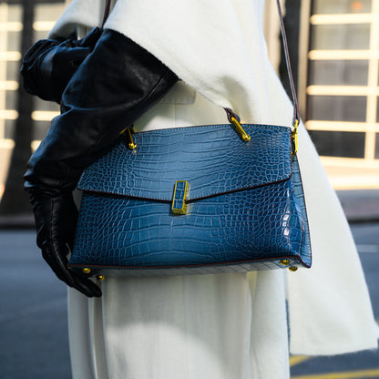 Azure Croco Handbag – FIORENE