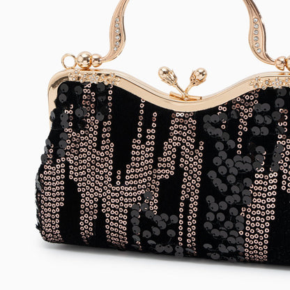 Midnight Sequin Flame Clutch – FIORENE