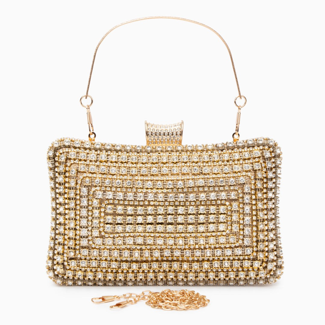 Golden Lattice Crystal Clutch – FIORENE