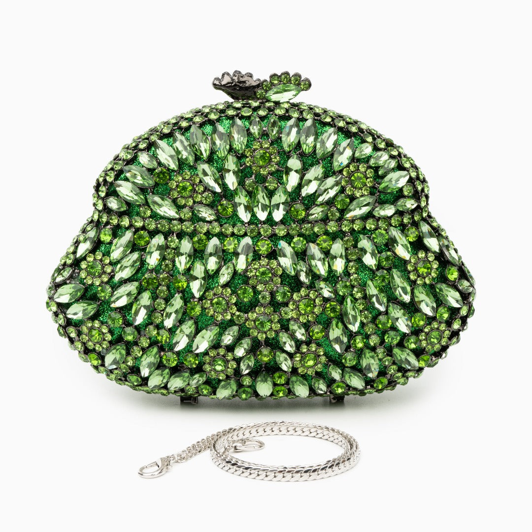 Emerald Bloom Crystal Clutch – FIORENE