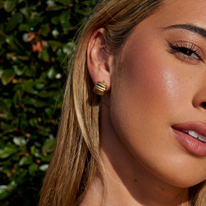 Ribbed Golden Dome Earring – FIORENE