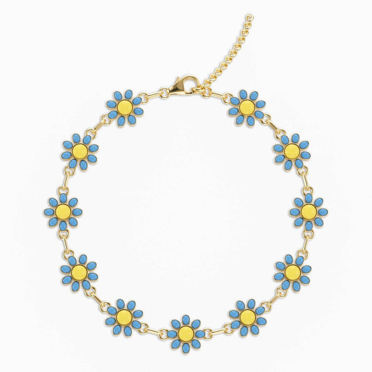 Azure Daisy Charm Anklet – FIORENE