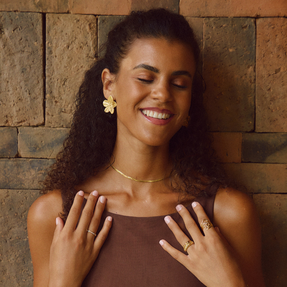 Luminous Textured Bloom Earrings – FIORENE