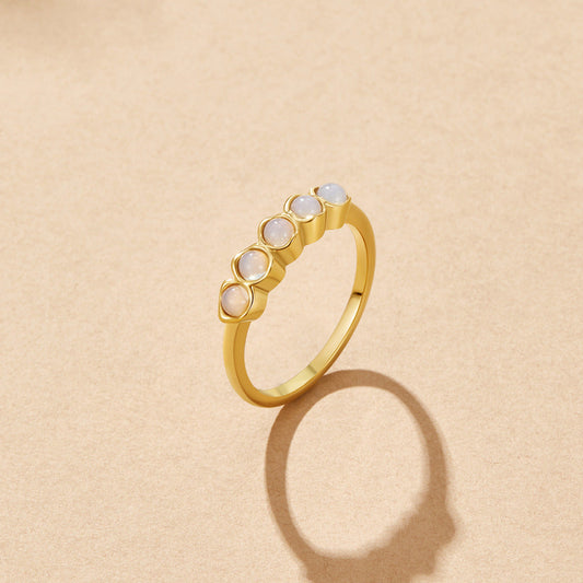 Moonstone Gilded Quintet Ring – FIORENE