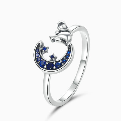 Midnight Cat Moon Ring – FIORENE