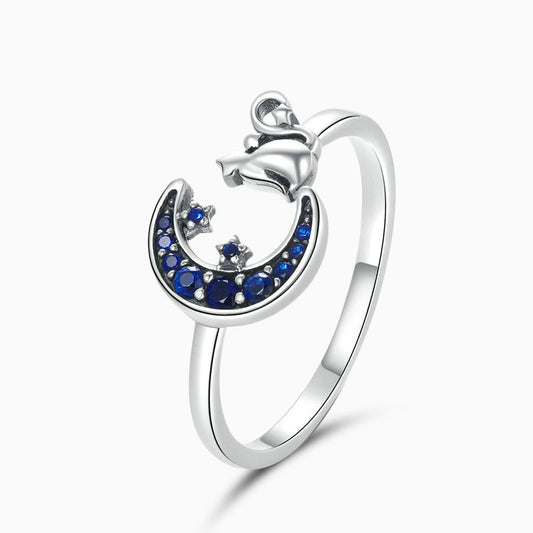 Midnight Cat Moon Ring – FIORENE
