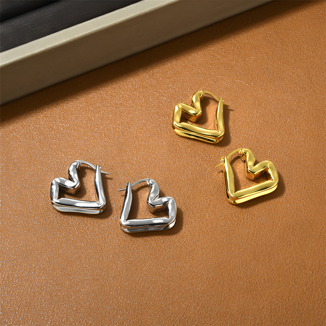 Golden Heartline Earrings – FIORENE
