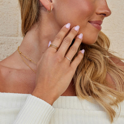 Triple Texture Crystal Ring – FIORENE