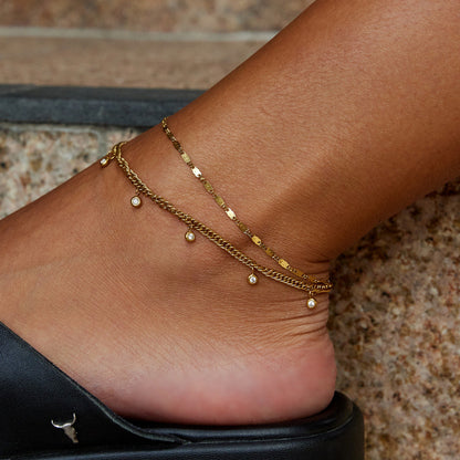Crystal Dual Layer Anklet – FIORENE