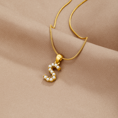 Pearl-Encrusted Initial Necklace – FIORENE
