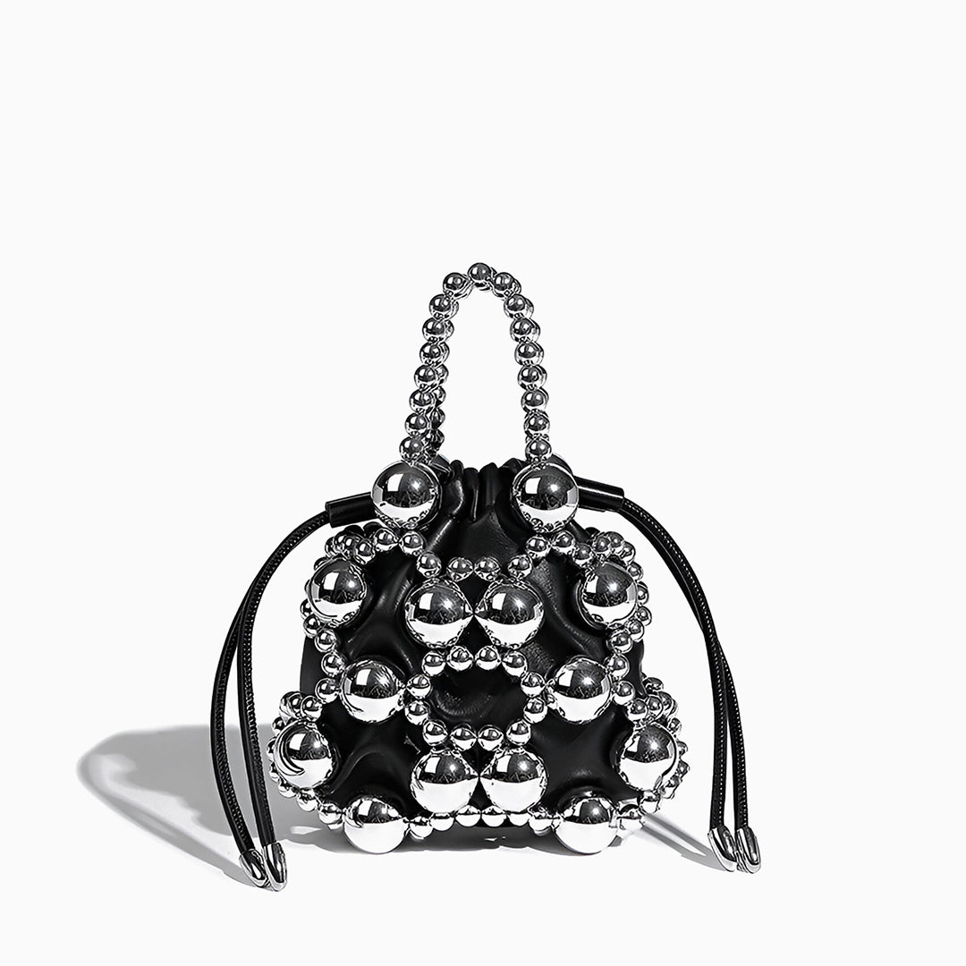 Silver Orb Beaded Handbag - FIORENE