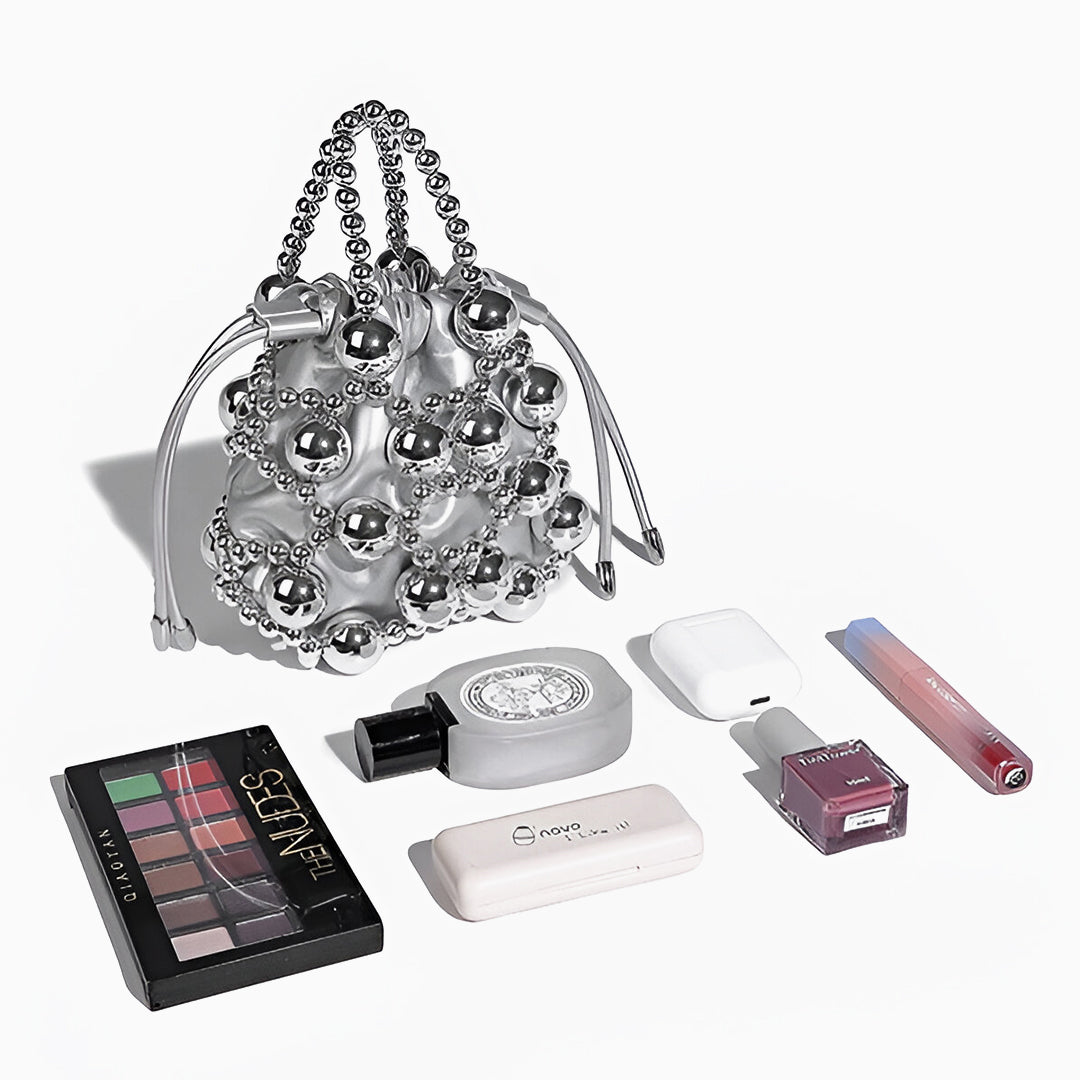 Silver Orb Beaded Handbag - FIORENE