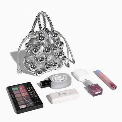 Silver Orb Beaded Handbag - FIORENE