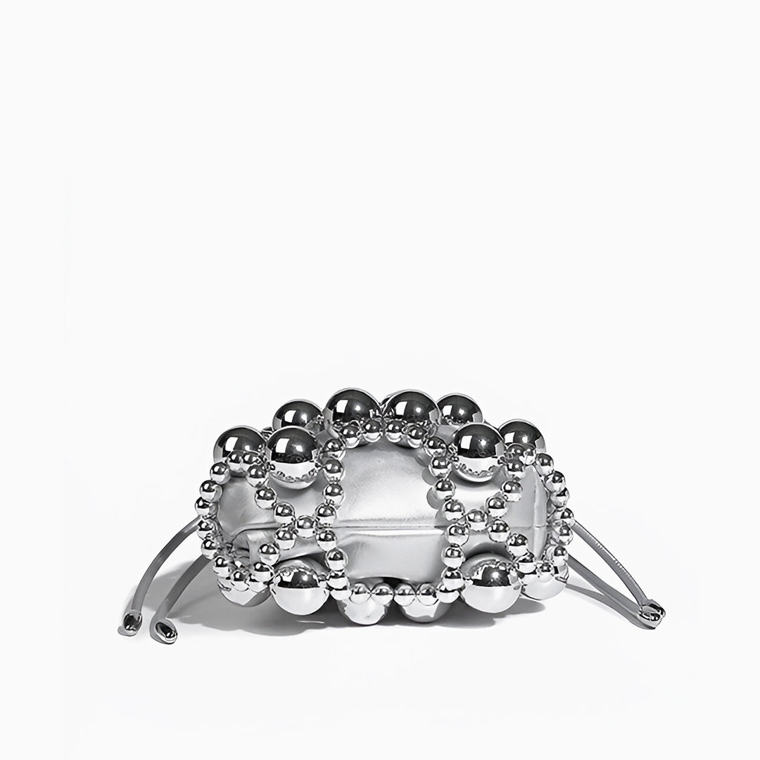 Silver Orb Beaded Handbag - FIORENE