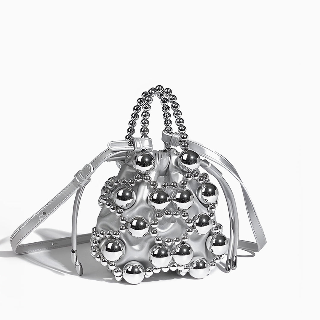 Silver Orb Beaded Handbag - FIORENE