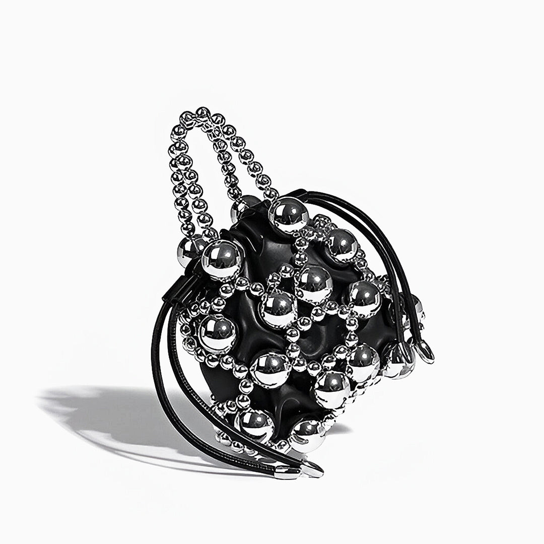 Silver Orb Beaded Handbag - FIORENE