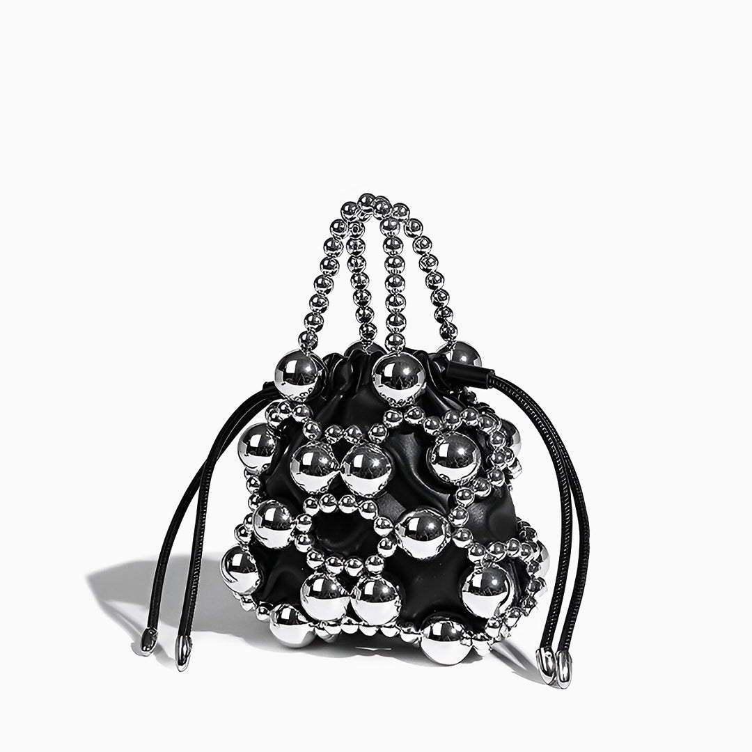 Silver Orb Beaded Handbag - FIORENE