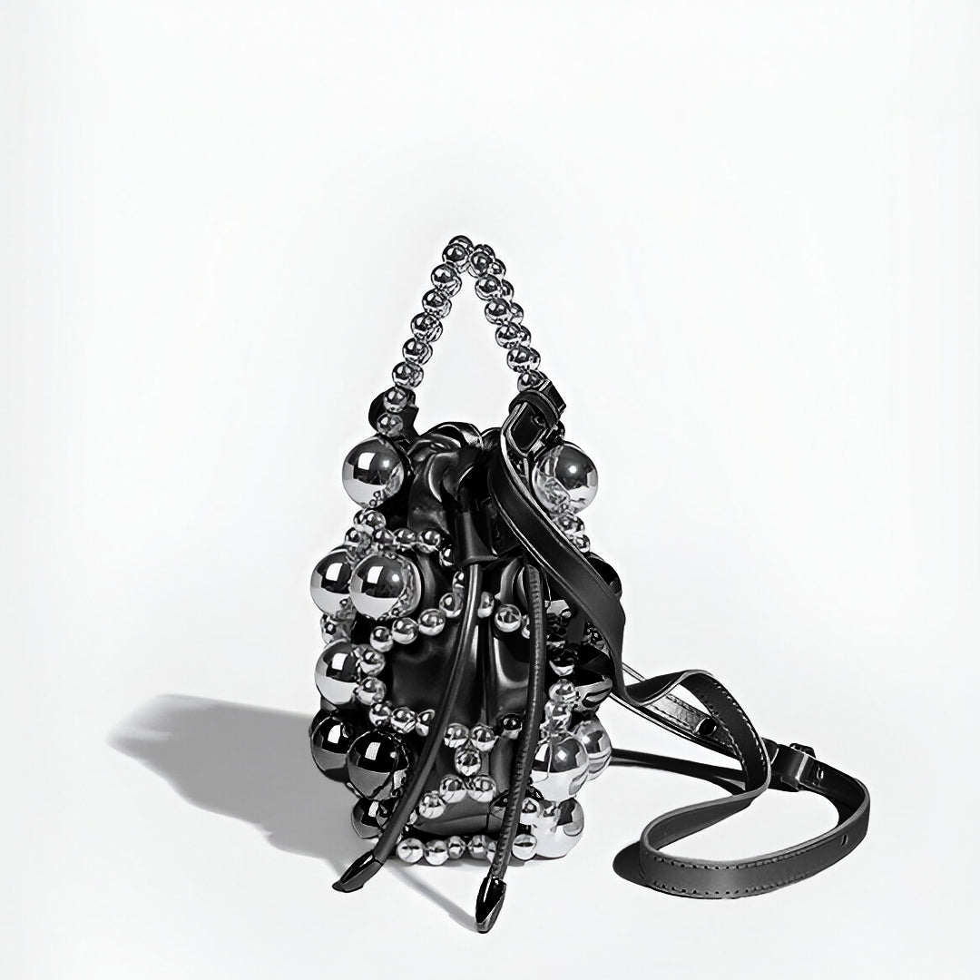 Silver Orb Beaded Handbag - FIORENE