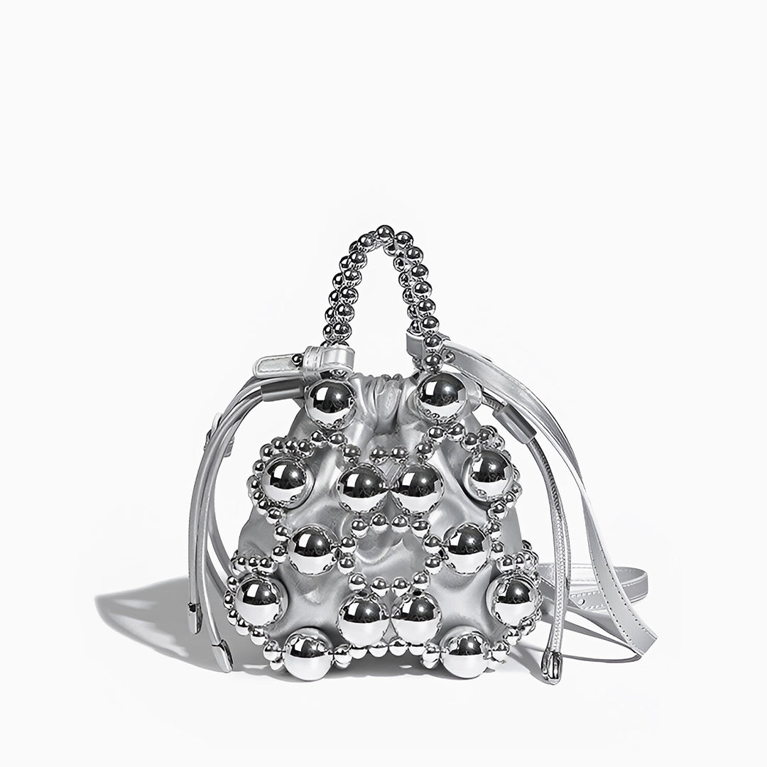 Silver Orb Beaded Handbag - FIORENE