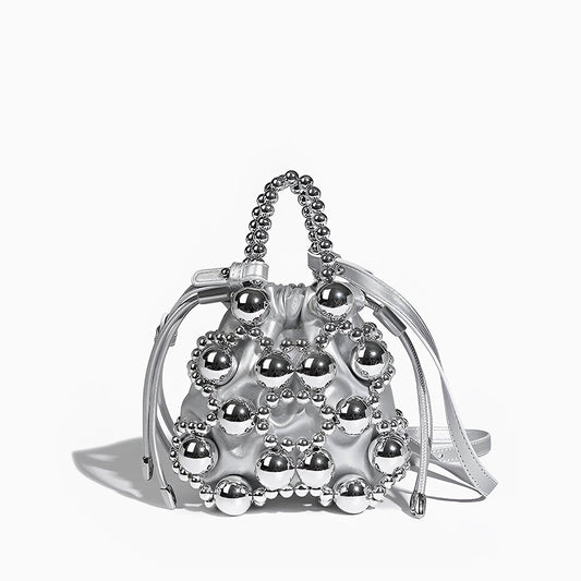 Silver Orb Beaded Handbag - FIORENE
