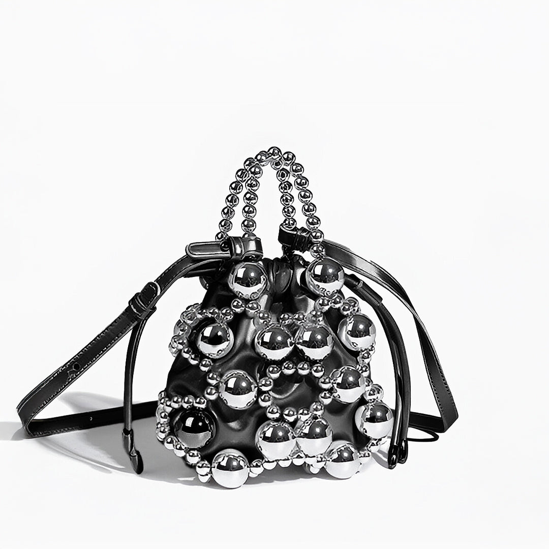 Silver Orb Beaded Handbag - FIORENE