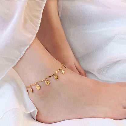 Isla Golden Heart Anklet – FIORENE
