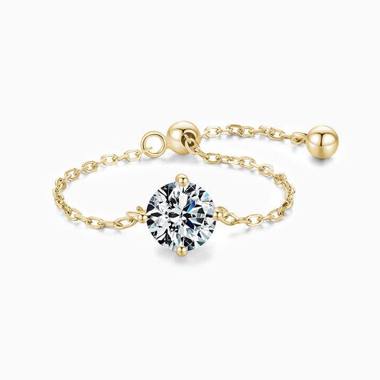 Lunaria Solitaire Chain Ring - FIORENE