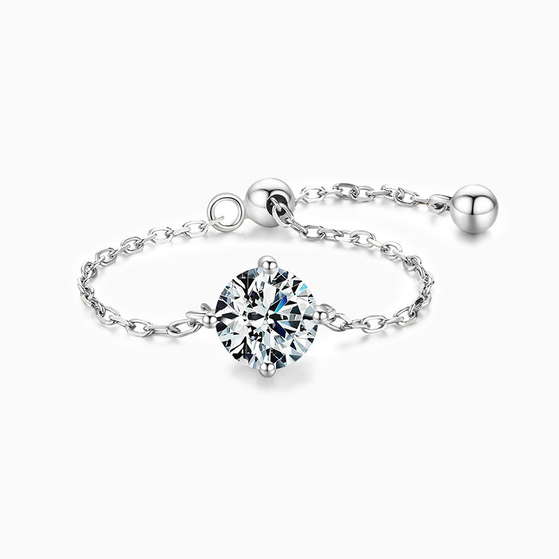 Lunaria Solitaire Chain Ring - FIORENE