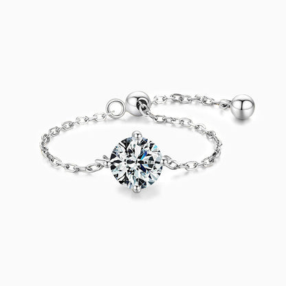Lunaria Solitaire Chain Ring - FIORENE