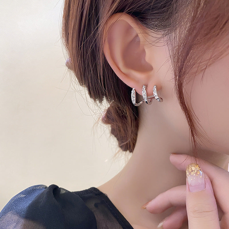 Trilogy Crystal Hoop Earrings – FIORENE