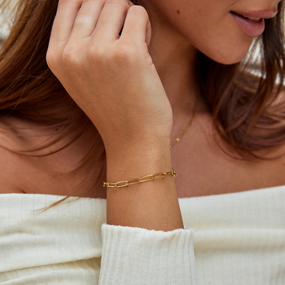 Gilded Paperclip Link Bracelet – FIORENE