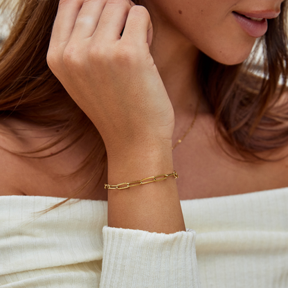 Gilded Paperclip Link Bracelet – FIORENE