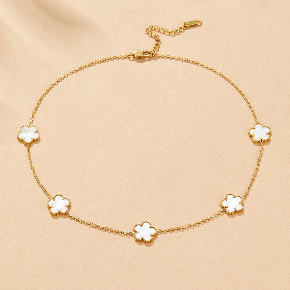 Gilded Nacre Clover Necklace – FIORENE