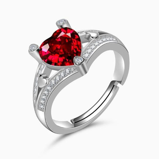 Crimson Heart Sparkle Ring – FIORENE