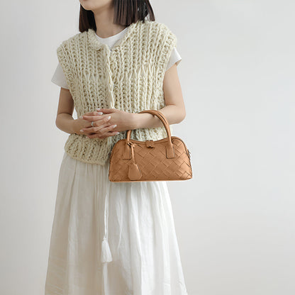 Caramel Weave Barrel Bag – FIORENE