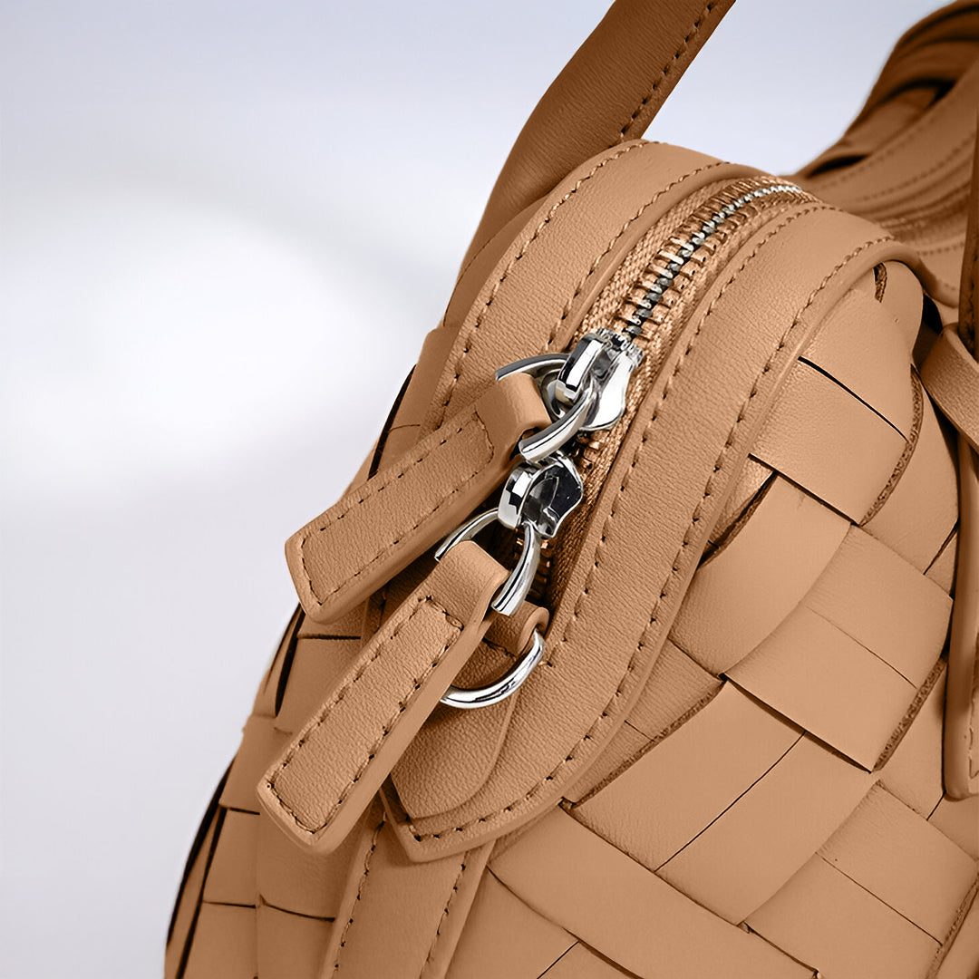 Caramel Weave Barrel Bag – FIORENE