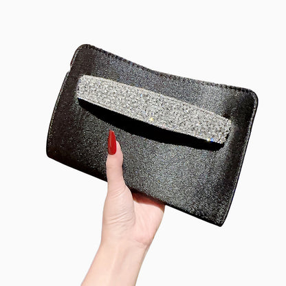 Crystal Noir Satin Clutch – FIORENE