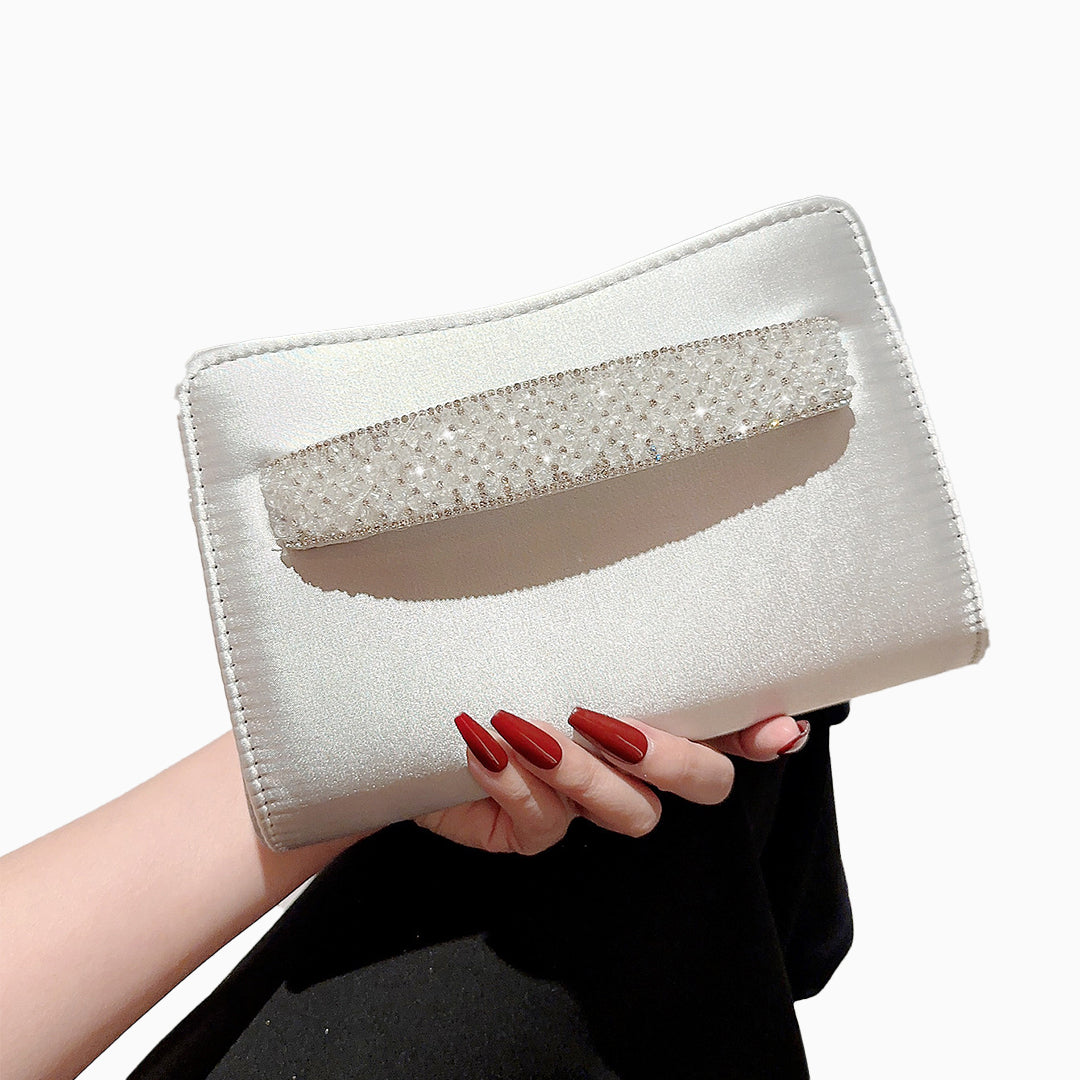 Crystal Noir Satin Clutch – FIORENE