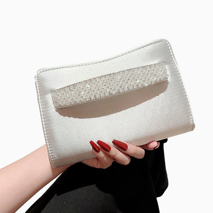 Crystal Noir Satin Clutch – FIORENE