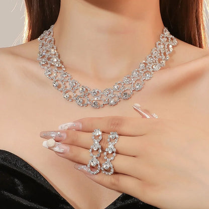 Dazzling Cascade Crystal Earrings Necklace Set – FIORENE