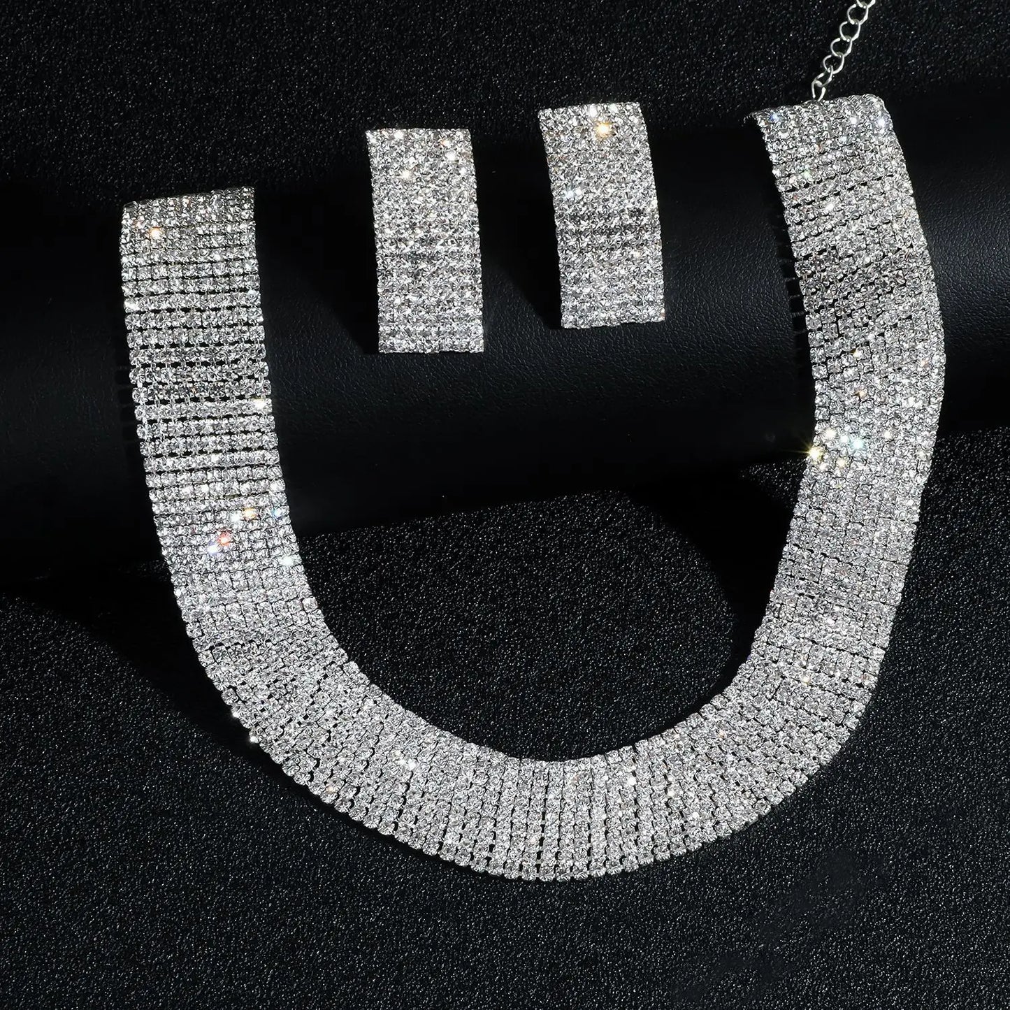 Dazzling Cascade Crystal Earrings Necklace Set – FIORENE